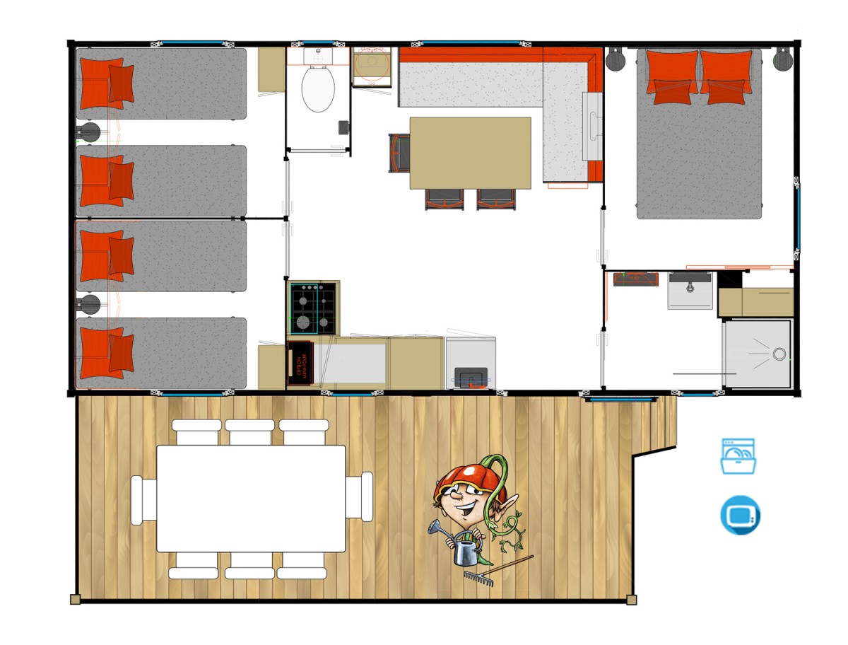 Resort Top TV - 6 Personen - Plattegrond