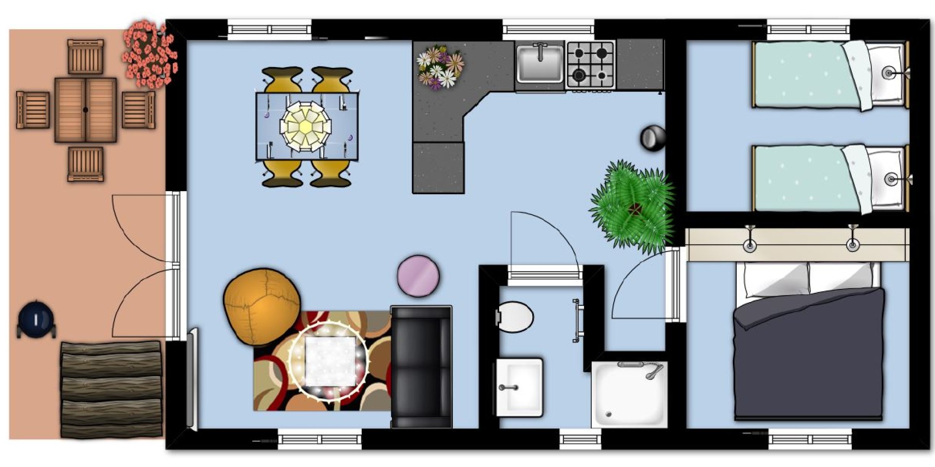 Plattegrond Chalet 4 Personen