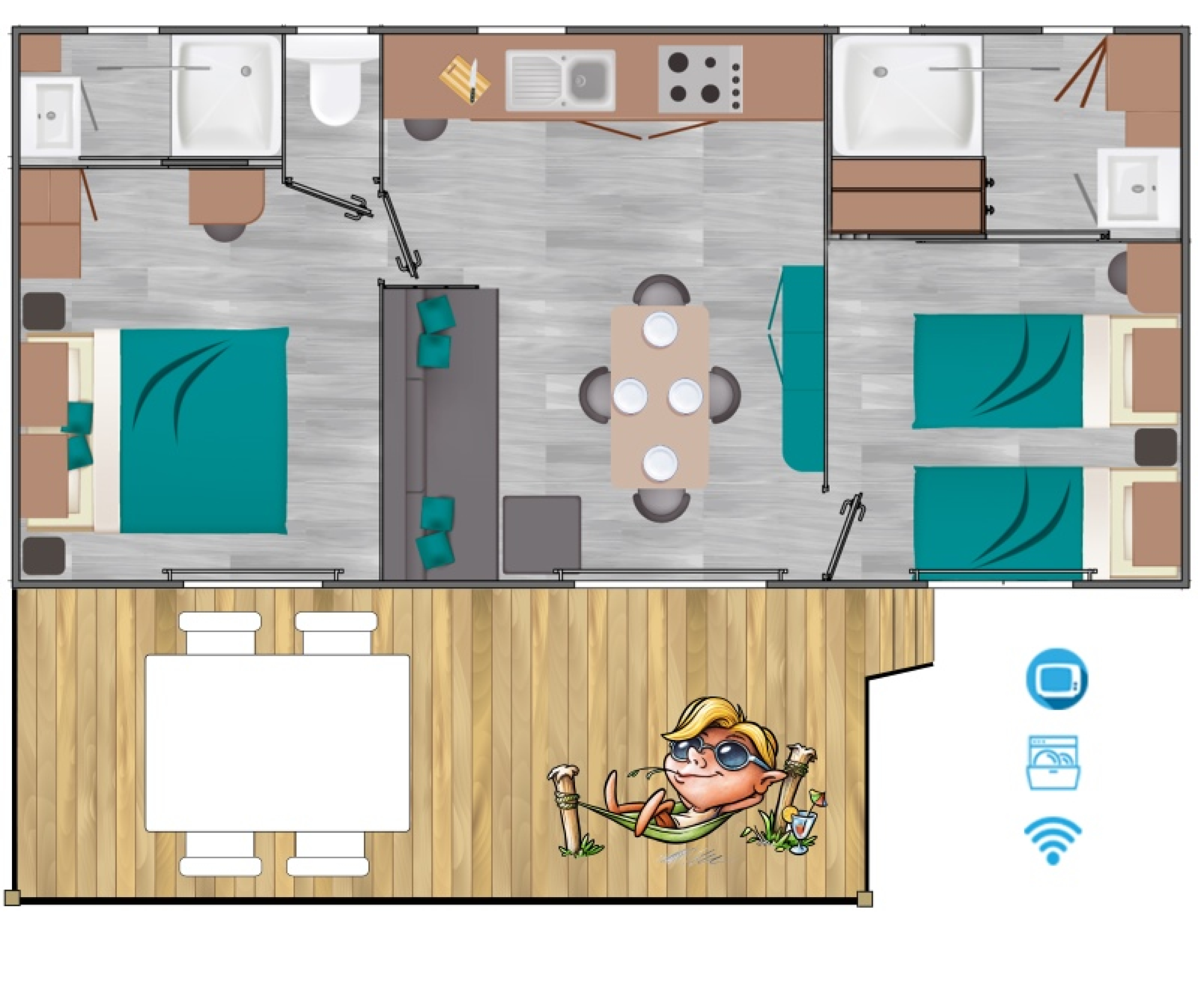 Jasmijn Top TV - 4 Personen - Plattegrond