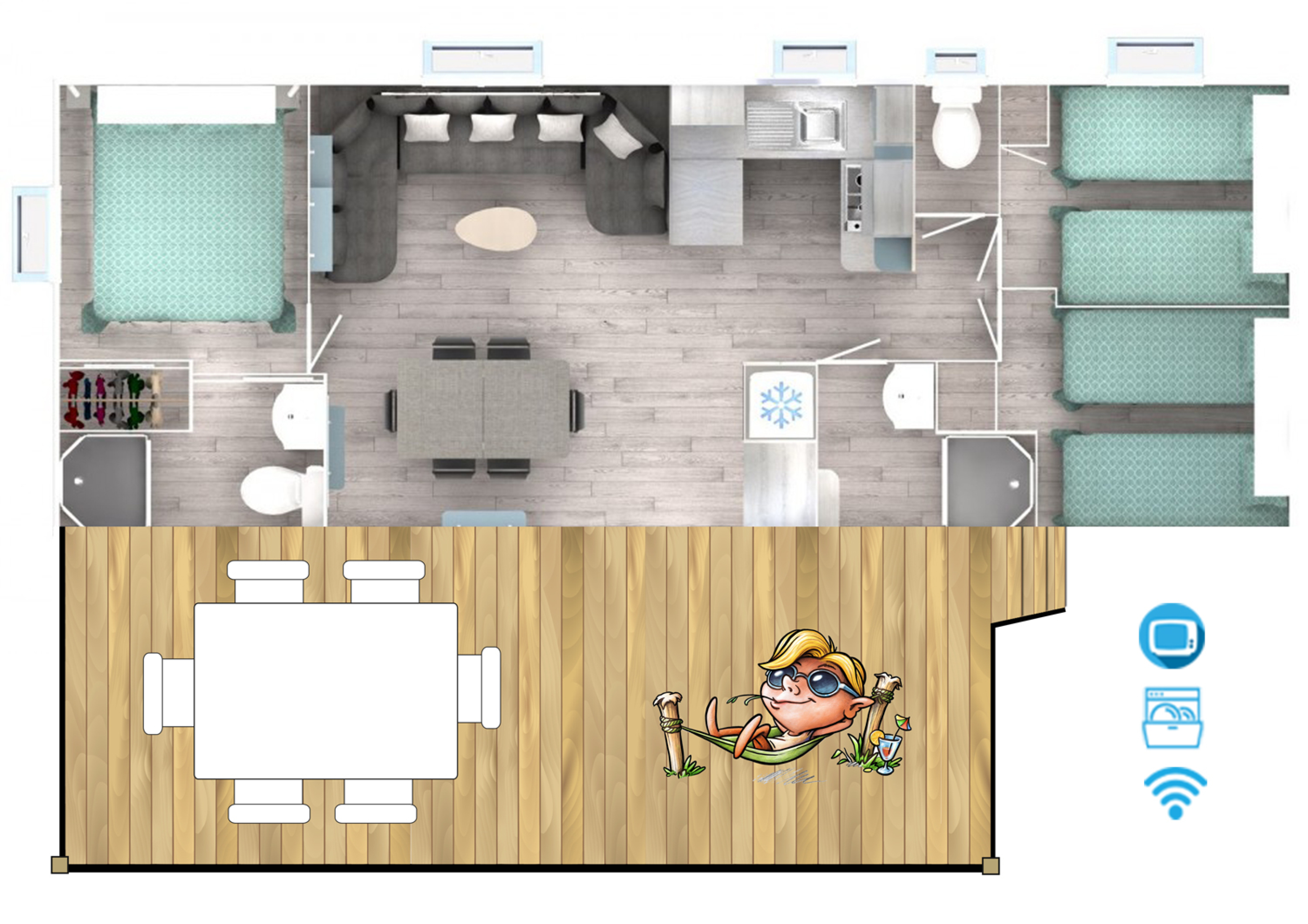 Jasmijn Top TV - 6 Personen - Plattegrond