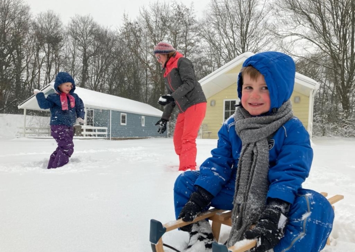 Spelen in de sneeuw